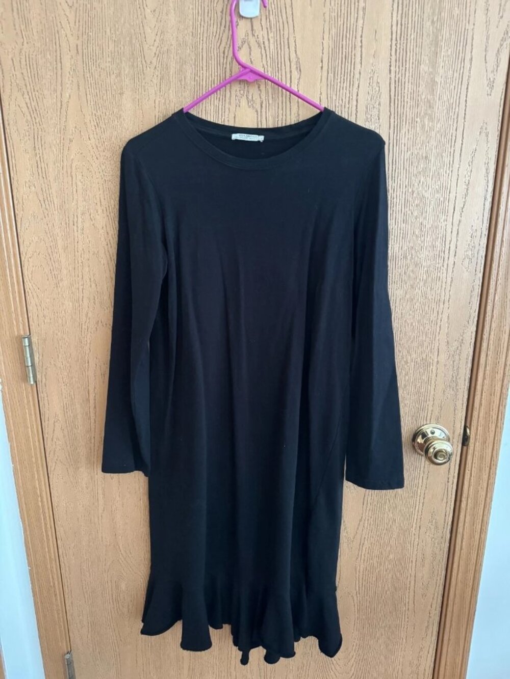 NWT Zara Womens Crew Neck Long Sleeve Midi Shirt Dress Size M Black